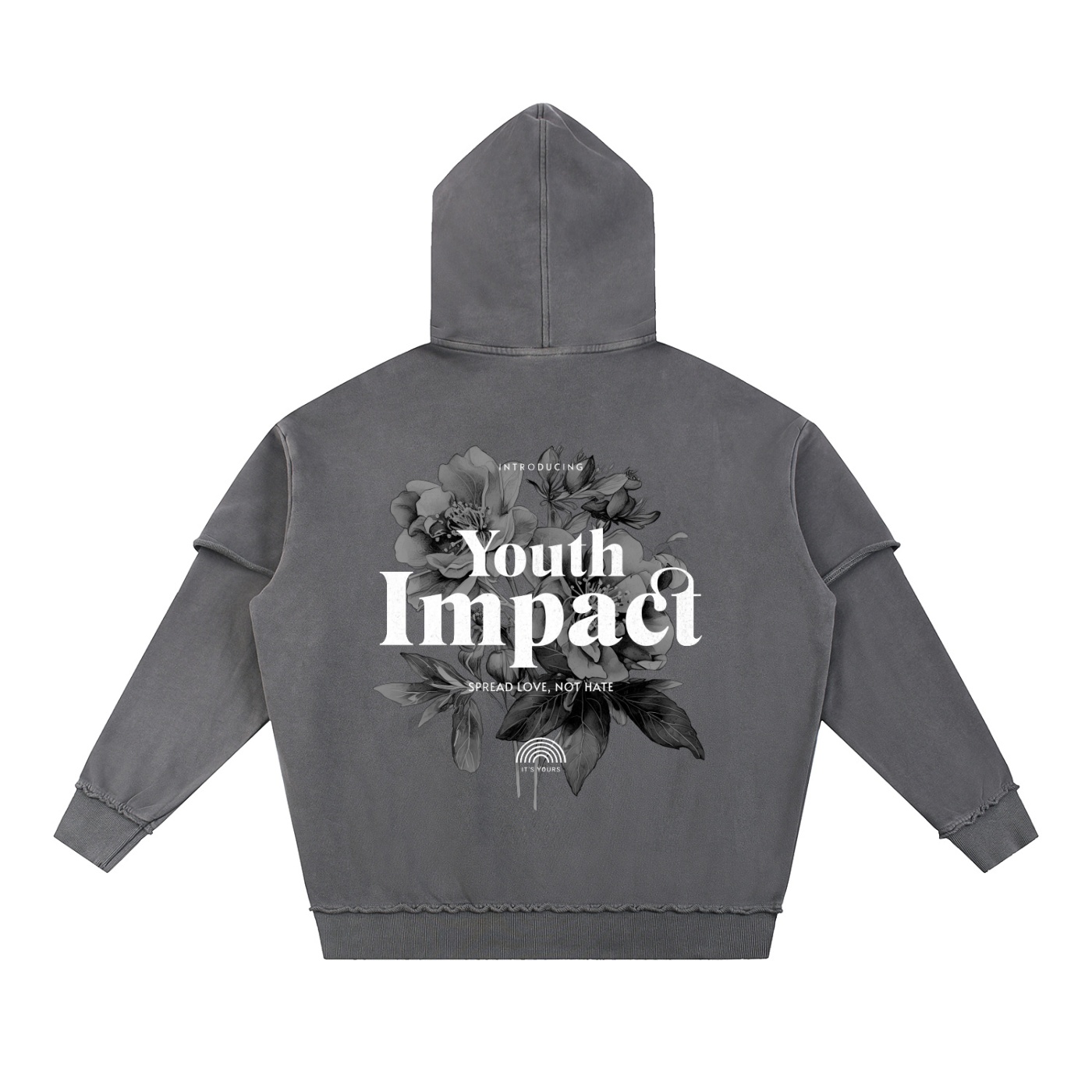 Snow Washed Raw Edge Double Layered Hoodie 2 Snow Washed Raw Edge Double Layered Hoodie - Image 2