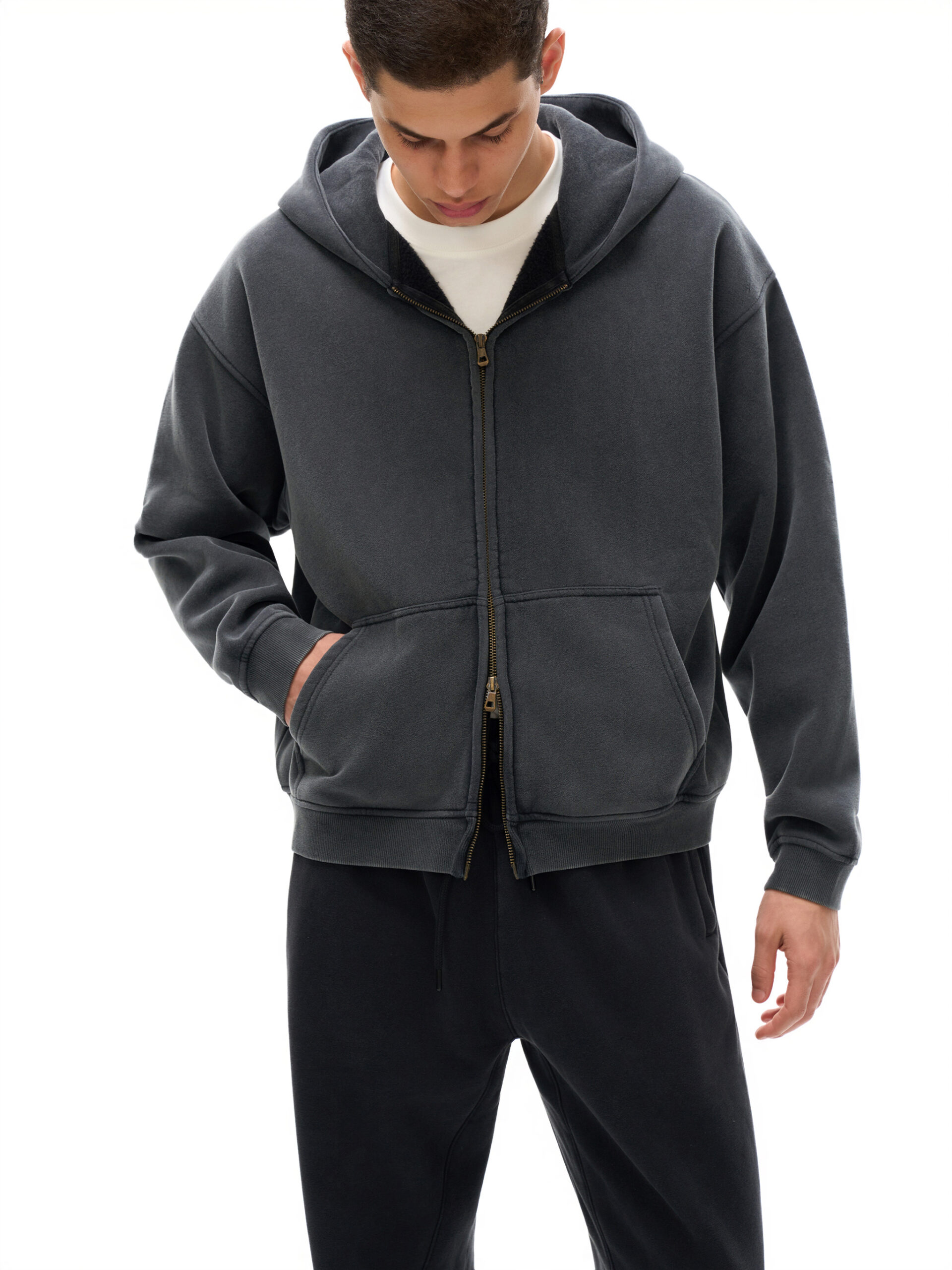 Zip-Through Boxy Fleece Hoodie 1 Zip-Through Boxy Fleece Hoodie