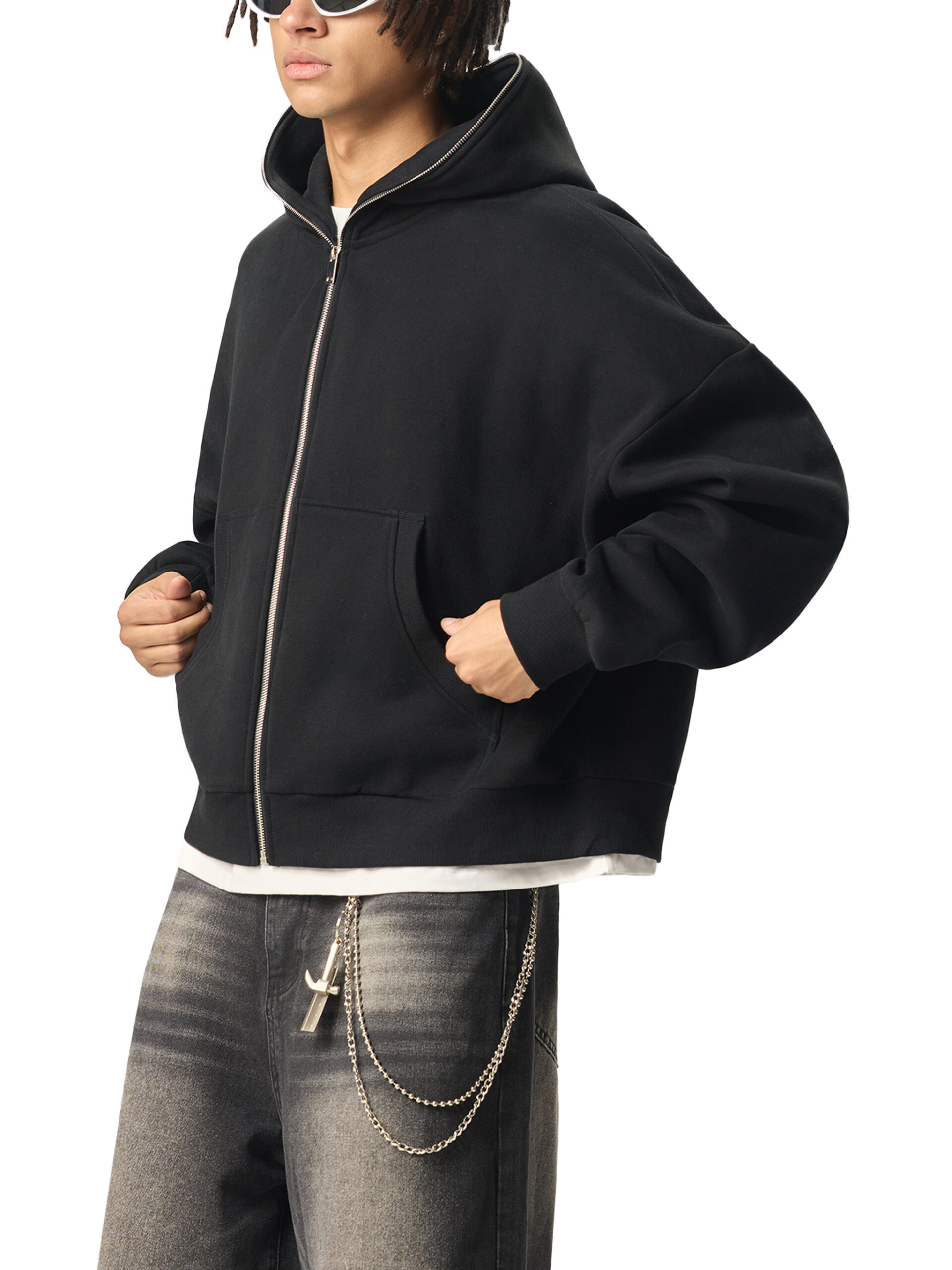 Fleeced Full-Zip Boxy Hoodie 4 Fleeced Full-Zip Boxy Hoodie - Image 4